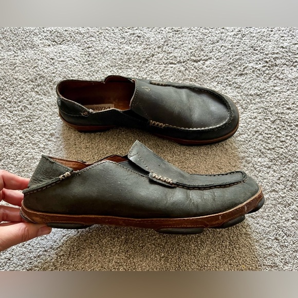 Olukai Shoes Mens Size 10 Leather Moloa Slip On Loafers Casual Comfort - Picture 1 of 6